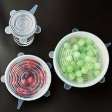 6pcs Reusable Elastic Silicone Bowl Covers, Dishwasher & Microwave Safe Food Storage Lids, Kitchen Organizer Accessories