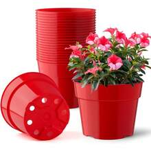 Seedling Starting Pots 15 Pack: Thickened Plastic Pots For Plants, 8/6/4 Inch Plant Nursery Pots With Drainage Holes, Flower Pots For Indoor Outdoor, Black - Red - View 1