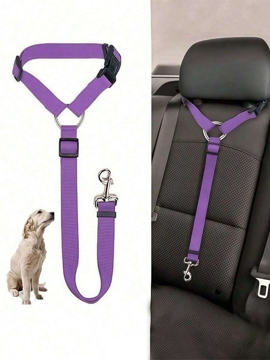 Cinturón de para mascotas en el coche, Productos para automóviles Correa para perros, Correa para mascotas, Cinturón de para perros y gatos en el coche, Restrictor de reposacabezas para vehículos, Ajustable de tela de nailon, Cinturón de para restricción de mascotas en vehículos, Accesorios para mascotas en el coche - Multicolor - Ver 1