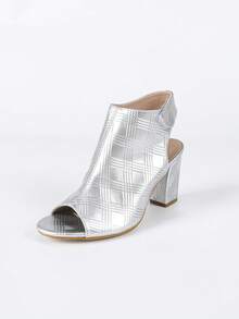 Women's Thick Heel Sandals, Fashion Versatile Sandals - Silver - View 2