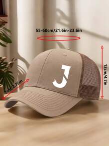 1PC Adjustable Letter "J" Print Baseball Cap For Men ,It Comes In 10 Colors,Breathable Mesh Back, Lightweight Polyester Sun Protection Hat,For Outdoor Sports & Fishing, Multiple Colors (Black/Blue/White/Green), Outdoor Sports Cap | Logo Cap | Makes A Great Gift For Family And Friends, And Is Perfect For Beach Vacations And Hiking Trips.