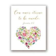 1pc Spanish Bible Verse Quotes Print God Christian Wall Art Decor , Spain Wall Picture Floral Poster Home Decor Optional Frame