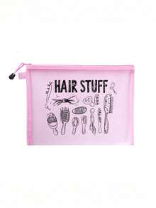 Mesh Cosmetic Bag With Hair Accessory Pattern, Multifunctional Cosmetic Pouch, For Clips, Headbands, Air Cushion Storage Portable Storage Bag, Makeup Bag, Skincare Bag, Travel Essentials, Dormitory Supplies, Wedding Bride Gifts, Mother Giftsvacation Summer Holiday Back To School School Stuff Bag For School Travel Bag For Women Makeup Bag For Travel - Multicolor - View 14