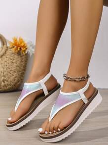 Sandali donna alla moda con dita dei piedi scoperte, infradito casual da spiaggia per l'estate