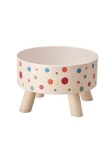 1pc Colorful Polka Dot/Black & White Dot/Plaid Anti-Slip & Anti-Spill Pet Raised Feeder Bowl, Cat/Dog Food Dish, Large Capacity 5.51-3.54 Inch, Essential For Small Dog/Cat Feeding