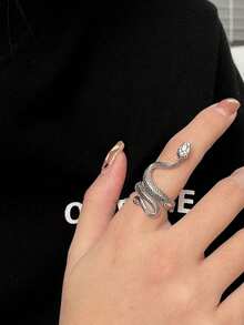 1pc Unique Creative Snake Ring, Fashionable Luxury Minimalist Unisex Ring, Suitable For Gifts And Daily Wear - Ring - View 2