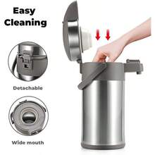 Sturdy Stainless Steel Coffee Pump Flask 4L Airpot Ideal For Hot Beverages Dispensing And Tea Serving With Unique Design - Silver - View 6