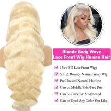 30 Inch 13x4 613 Lace Front Wig Human Blended Hair Body Wave Blonde Lace Front Wigs With Baby Hair Pre-Plucked Bleached Blended Wig 613 HD With Baby Hair For Women Use - S613 - View 5
