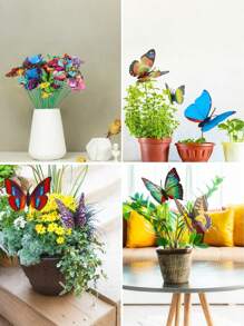 20pcs Colorful Garden Butterfly Stakes, Decorative Waterproof Butterfly Garden Stake, Decor 3D Butterfly Party, Supplies Yard Stakes For Garden Patio Lawn, Rnaments Party Plant Pot Decorations, Wedding Decoration, Garden Decoration, Valentine's Day Modern Home Decorations, Flower Pots And Bonsai Glowing Colourful Decorations, Garden Decor, Garden