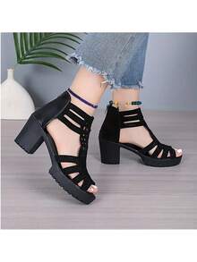 Sandalias para Mujer Moda Romanas de Tacón Alto, Huaraches para Dama Elegante de Tacón Alto con Punta Abierta,  Zapatos de Suela Suave para Mujer, Sandalias Romanas de Tacón Alto Antideslizantes, de moda, Elegante, Hermoso y Una Buena Combinación para Mujeres Seguras de sí Mismas