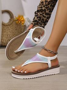 Sandali donna alla moda con dita dei piedi scoperte, infradito casual da spiaggia per l'estate