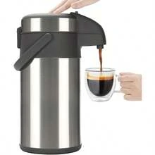 Sturdy Stainless Steel Coffee Pump Flask 4L Airpot Ideal For Hot Beverages Dispensing And Tea Serving With Unique Design - Silver - View 2