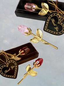 1pc Glass Rose Mini Crystal Flower Artificial Flowers,Mini Crystal Gift Box Decoration Red Rose Flower Artificial Flowers Party Gift For Women, Glass Rose Mini Crystal Flower Artificial Flowers Wedding Party Gift Room Ornament Office Desktop Decoration