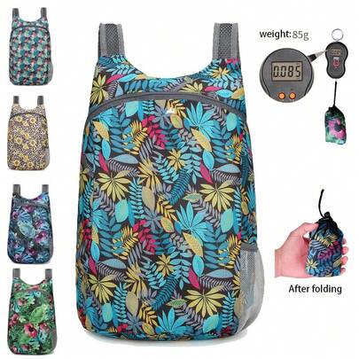 Lightweight Foldable Floral Backpack - Ultra-Thin Multipurpose, Suitable For Hiking, Travel, Work, Shopping | Made Of Polyester Fabric, Adjustable Shoulder Straps - For Men - Perfect For Daily Use - Ideal Gift For Students And Travelers, Carry-On Backpack, Minimalist Lightweight Backpack, All-Over Print Backpack, Cycling Backpack, Travel Backpack, Foldable Travel Backpack, Beach Bag, Men's Camping Gear, Hiking Accessories, Festivals Holiday , Beach Bags