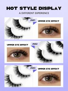 GROINNEYA 5对浓密蓬松假睫毛交叉卷翘假睫毛纤细自然纤长全睫毛轻盈放大双眼适合旅行 - 眼尾拉長款 - 查看 4