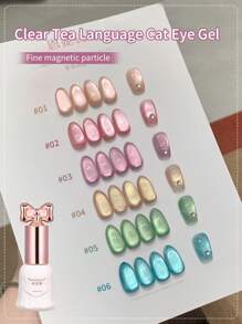 SHANGFEIYA 10ml Sommerklar Katzenaugen Nagellack Gel 2025 Neu Pop Dopamin Porzellanweiß Glasperlen Katzenaugen Gel für Mädchen 1 Stück/6Stück