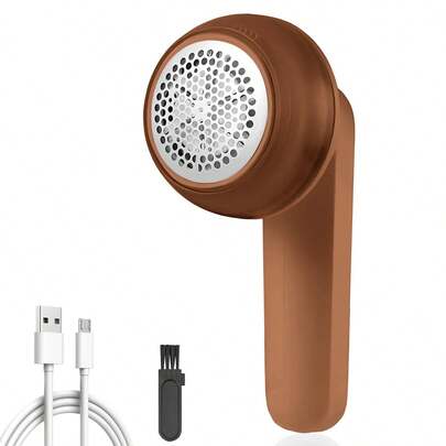 可充电电动除毛器，便携式织物剃毛器，可有效快速去除家具、地毯和衣服上的绒毛（咖啡色）