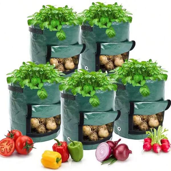 Sacs de culture de jardin 3/5/7 gallons Sacs de culture de pommes de terre Sacs de culture de plantes de jardinage Conteneur de plante de légume en tissu PE