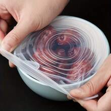 6pcs Reusable Elastic Silicone Bowl Covers, Dishwasher & Microwave Safe Food Storage Lids, Kitchen Organizer Accessories