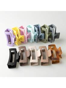 1/4/8/10 Stücke zufällige Farbe 10,5 cm große quadratische leichte Kunststoff Haarspangen, modisches vielseitiges Design, eleganter minimalistischer Stil, einfarbige Haaraccessoires geeignet für den täglichen Gebrauch, Outdoor Strand Reisen, Lässig, Partys, Pendeln, Urlaub, Frisuren, Gesichtswäsche, Baden, Make-up, Kleidung & Accessoires Kombination, Kopfbedeckungen, Accessoires, Haarspangen Haarklammern Klemmclips Haarklammern Haargreifer Haarclips