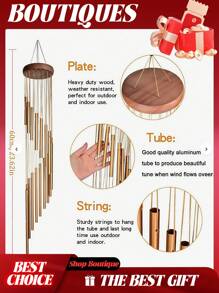 Carillones de viento para exteriores, carillones de viento de la suerte, carillones de viento clásicos, carillones de viento de 12 tubos de aluminio, carillones de viento de 23 pulgadas con melodía, carillones de viento musicales para decoración del hogar, jardines y patios