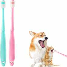 Cepillo de dientes para mascotas de cerdas suaves de color aleatorio, cepillo de dientes de 360° para limpieza dental, aseo de mascotas, productos para mascotas. Cepillo de dientes pequeño para perros y gatos para una limpieza profunda de los dientes.