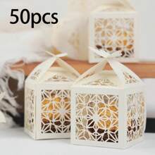 50 piezas Cajas de caramelos elegantes con corte láser con diseño de mariposa - Cajas de regalo de papel marrón para bodas, aniversarios, cumpleaños - Patrones geométricos intrincados, perfectas para obsequios de fiesta y decoración, regalos de verano, regreso a la escuela, útiles escolares, decoración de habitaciones