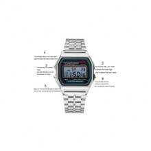 Mini Vintage Retro Premium Digital Watch For Men And Women Silver Rose Unisex Line - 銀黑色 - 查看 3