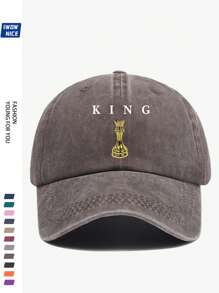 1pc "THE KING Black Chess King Design" Vintage Trucker Cap - Unisex Urban Casual Baseball Hat, Retro Adjustable Breathable Design, Suitable For Men And Women, Comfortable All Seasons, Multiple Colors And Sizes Available (2025 Spring Collection)