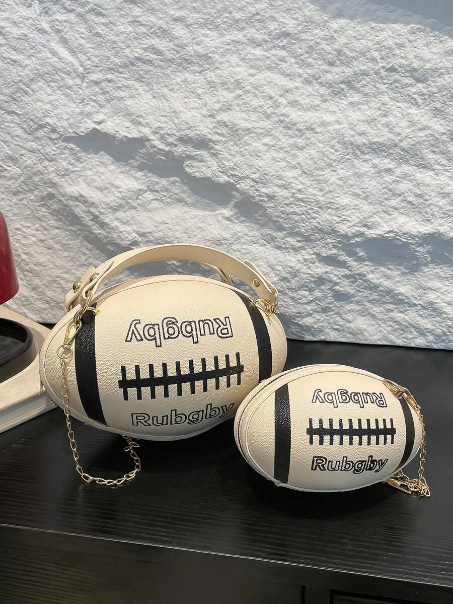 独特足球造型斜挎包，2025新款软妹卡通时尚链条单肩包 - 彩色 - 查看 1