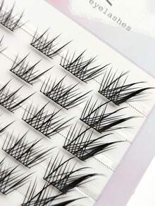 60 piezas/paquete de pestañas postizas en forma de racimos de arañas oblicuas, con aspecto natural y grueso, para maquillaje - C - Ver 5