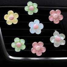 7 bucăți cleme de mașină cu flori strălucitoare - design colorat cu margarete, decor pentru aerisire auto, potrivite pentru femei - adaugă o senzație proaspătă interiorului mașinii dvs., accesorii drăguțe pentru mașină