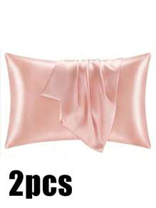 Luxurious Silky Soft Pillowcase - Breathable Skin-Friendly Cool Feel, Solid Color With Envelope Closure - Machine Washable Bedding Washed Silk Pillowcase Single Ice Silk Satin Silk Faux Silk Pillowcase Christmas Gift