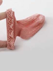 5 Pairs Lace Socks For Baby Girls, Mid-Length, Suitable For All Seasons