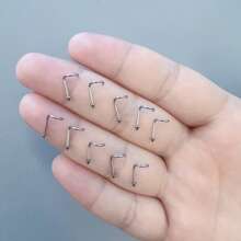 10pcs Stainless Steel Round Ball Nose Studs & Cone S-Post Nose Rings Piercing Jewelry