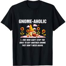 Sunflower Garden Gnome Lover Gnome-Aholic Definition Gnomes T-Shirt - Black - View 1