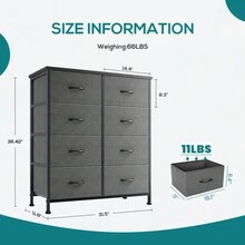 Sweetcrispy Dresser For Bedroom With 8 Drawers Tall Dresser & Chest Of Drawers Fabric Dresser With Wood Top And Sturdy Steel Frame