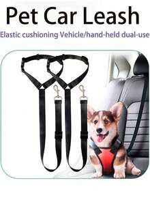 Cinturón de  para mascotas en el coche, Productos para automóviles Correa para perros, Correa para mascotas, Cinturón de  para perros y gatos en el coche, Restrictor de reposacabezas para vehículos, Ajustable de tela de nailon, Cinturón de  para restricción de mascotas en vehículos, Accesorios para mascotas en el coche - Multicolor - Ver 2