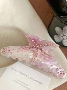 1pc Women's Bling Starfish Plastic Hair Clip, Colorful Acrylic Hair Accessory, Suitable For Everyday Wear, Gift For Girlfriend Summer Hair Claws Claw Clips Hair Clips Hair Jaw Clip Hair Clamps Hair Clutch Hair Catcher Clip