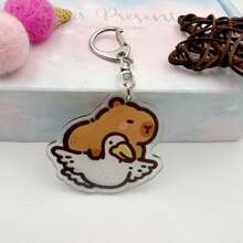 1pc Creative Cute Cartoon Acrylic Keychain, Student Valentine's Day Gift, Capybara Small Pendant Zinc Alloy Keychain Car Accessories Bag Charm School