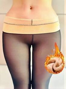 1pc Women's 200g Thermal Black Thermal Lined Tights/Pantyhose,Warm Tights,Thickened Fleece Stockings,Translucent,High Elastic,Sexy Slim Fit Leggings,Soft And Smooth,Fashionable Leg Slimming,Suitable For Fashionista Girl,Young Lady,Teenager,-10~10°C,Autumn/Winter Tights,Party,Disco,Various Holidays, Sports, Leisure, Business And Other Daily Wear.