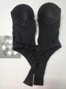 1 pieza Mono invisible con efecto moldeador sin tirantes ni espalda. Sujetador sin marcas, modelador con escote en V profunda, modelador con pecho recogido, adecuado como ropa interior, para ejercicio en casa, yoga, natación, fiestas de lencería, etc.