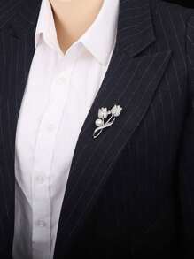 1 Stück Strass-Tulpe Broschen Set, Blendfreie Kragen Anstecknadel Schmuck, hochwertige Damen Anzug/Mantel Brosche, vielseitige rutschfeste Perlen & Strass Tulpe Brosche Accessoire, Geschenk für Mutter/Freundin/Paar