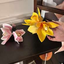 1pc Women Hawaii Inspired Artificial Plumeria Flower Hair Clip Accessory, Suitable For Hawaii Vacation, Photo Shoots, Casual Outfit, Hair Decoration