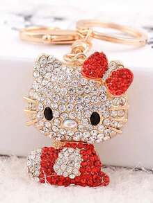 Sanrio 1 Stück Schlüsselanhänger Katze aus Strass-Legierung, Tasche/Auto Deko, kreativ