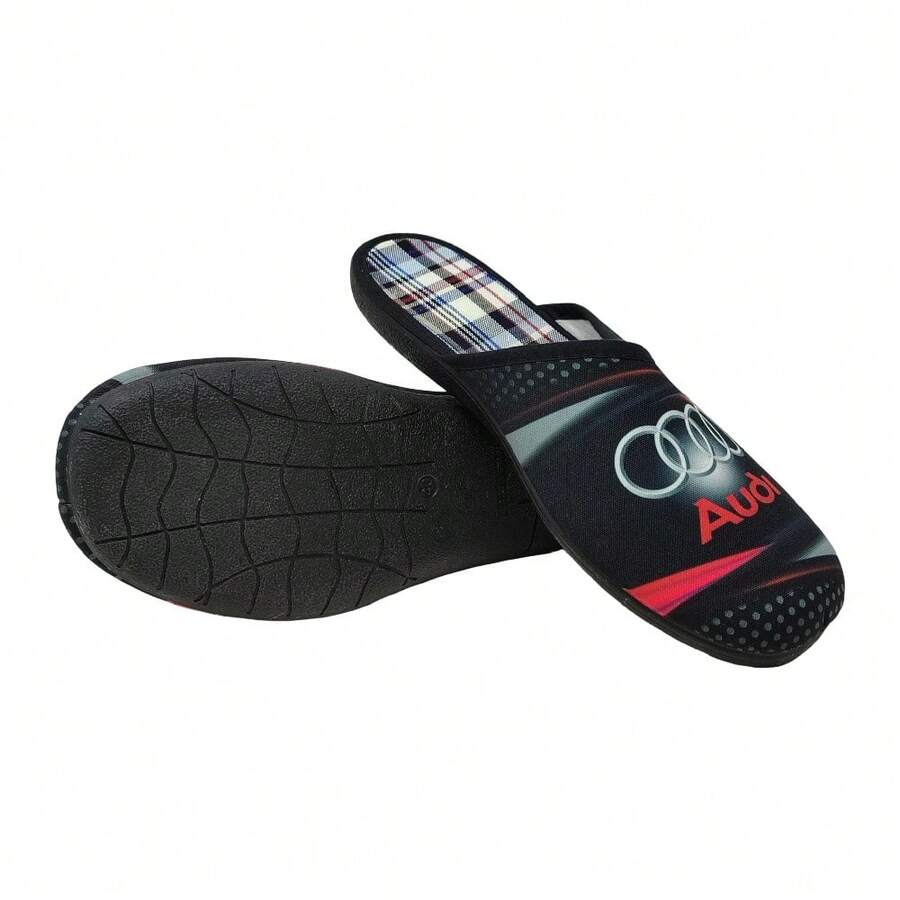 Eva Zorteon - Zapatillas de casa  Hombre , Semiabiertas con estampado de marca de coche. Marca ALCALDE. - Negro - Ver 1