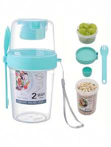 1 szt. Kubek na sałatkę śniadaniową w słoiku typu Mason z pokrywką, przenośny kubek na przekąski owocowo-warzywne, kubek na jogurt z widelcem, odpowiedni na święta Bożego Narodzenia, śniadanie, sałatkę, owsiankę nocną, smoothie, dip i sos (z widelcem, do lunchu), pojemnik na owoce i warzywa