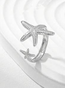 1pc Boho Ocean Style Minimalist Geometric Starfish Design Adjustable Toe Ring For Women