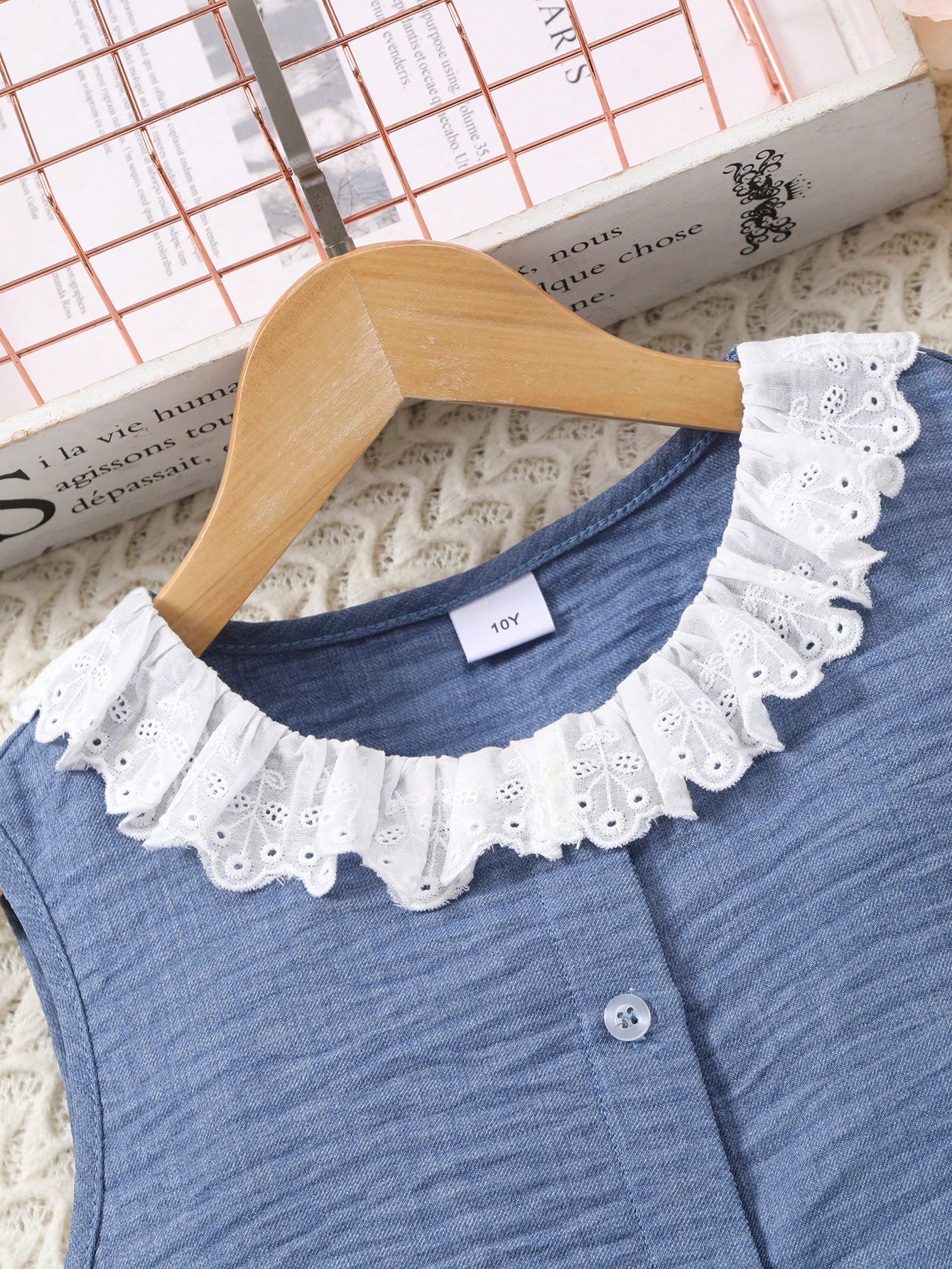 طقم ملابس علوية بدون أكمام مع طوق بيتر بان وبنطلون...