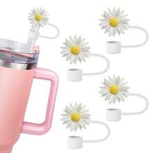 10mm 1/2/4pcs 向日葵硅胶吸管塞盖，大直径吸管防尘盖，适合 30 盎司和 40 盎司玻璃杯、杯子配件、节日礼物、厨房用品、圣诞礼物 - 彩色 - 查看 4